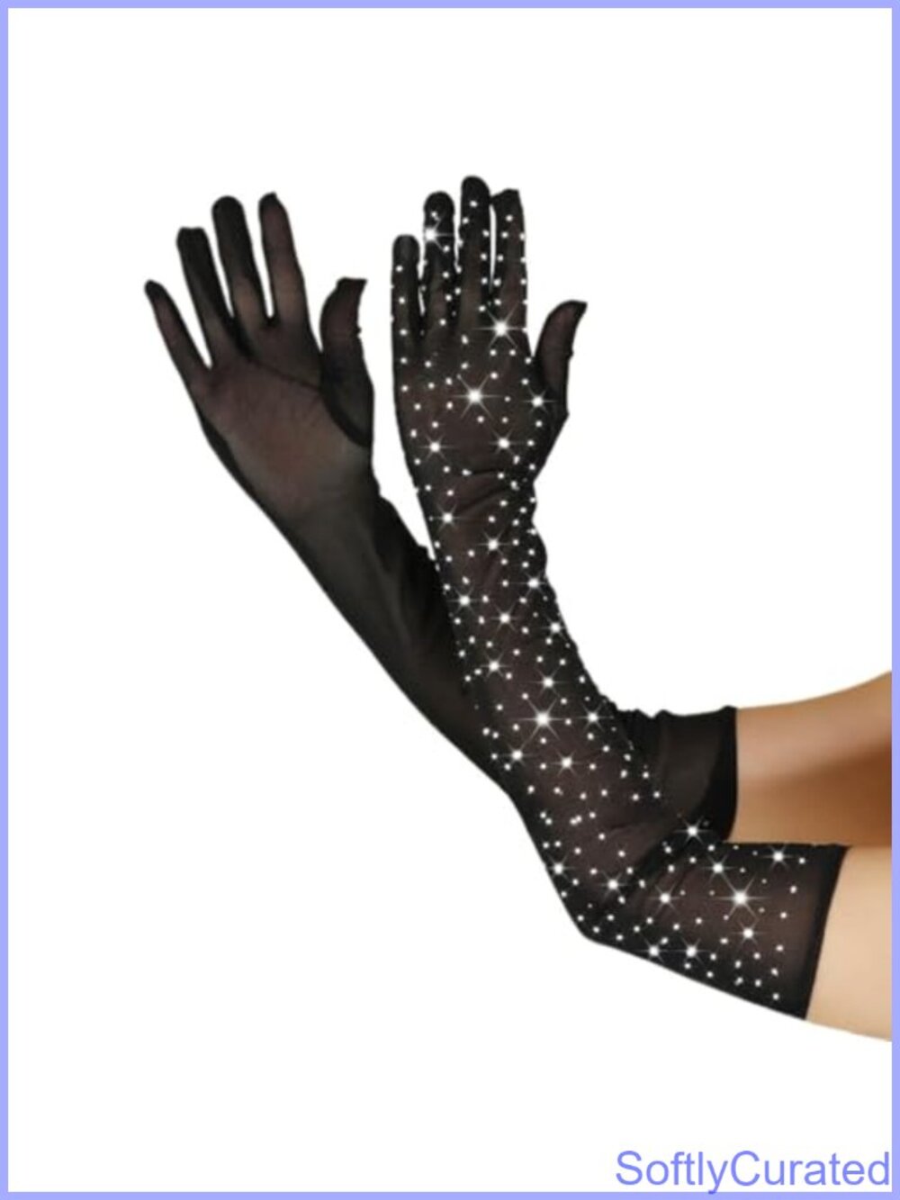 Rhinestone Mesh Gloves One Size Sparkling Party Costume Accessory